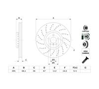 Disco freno BOSCH 0 986 479 F64 anteriore, ventilato, altamente carbonizzato, 1 Pezzo