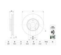 Disco freno BOSCH 0 986 479 F81 anteriore, ventilato, altamente carbonizzato, 1 Pezzo