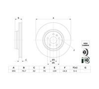 Disco freno BOSCH 0 986 479 G54 anteriore, ventilato, altamente carbonizzato, 1 Pezzo