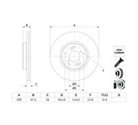 Disco freno BOSCH 0 986 479 G58 posteriore, ventilato, altamente carbonizzato, 1 Pezzo