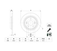 Disco freno BOSCH 0 986 479 G77 posteriore, pieno, altamente carbonizzato, 1 Pezzo
