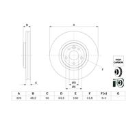 Disco freno BOSCH 0 986 479 G96 anteriore, ventilato, altamente carbonizzato, 1 pezzo