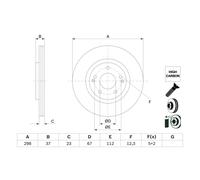 Disco freno BOSCH 0 986 479 H05 anteriore, ventilato, altamente carbonizzato, 1 Pezzo