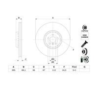 Disco freno BOSCH 0 986 479 H13 anteriore, ventilato, altamente carbonizzato, 1 Pezzo