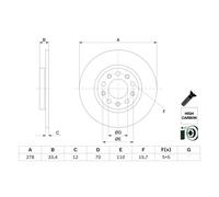 Disco freno BOSCH 0 986 479 H24 posteriore, pieno, altamente carbonizzato, 1 Pezzo