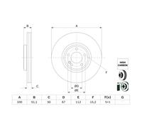Disco freno BOSCH 0 986 479 H34 anteriore, ventilato, altamente carbonizzato, 1 Pezzo