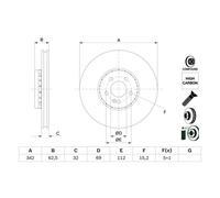 Disco freno BOSCH 0 986 479 H41 anteriore, ventilato, altamente carbonizzato, 1 Pezzo