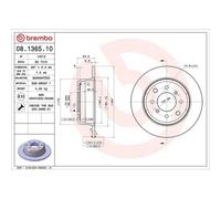 Brembo Disco freno 08.1365.10 Posteriore Set di 2