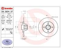 Brembo 08.5834.37 - Disco Freno con Cuscinetto Integrato (Set di 1) - Posteriore