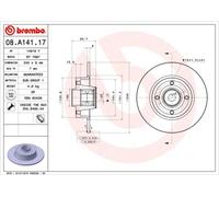 Disco freno BREMBO 08A14117 posteriore, pieno, 1 Pezzo