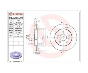 Disco Freno Brembo 08.A155.10 Prime Line per Daihatsu Toyota Perodua