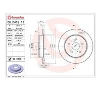 Disco Freno Brembo 08.D418.11 Prime Line - Uv Coated per Toyota Lexus