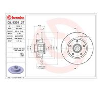 Disco freno BREMBO 08B39127 posteriore, pieno, 1 Pezzo