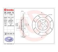 Disco freno BREMBO 08C42575 posteriore, fessura, pieno, 1 Pezzo