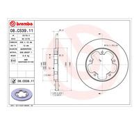 Disco freno BREMBO 08C53911 posteriore, pieno, 1 Pezzo