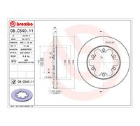 Disco freno BREMBO 08C54011 posteriore, completo, 1 pezzo