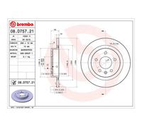 Disco freno BREMBO 08D75721 posteriore, pieno, 1 Pezzo