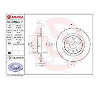 Disco freno BREMBO 08D89311 posteriore, pieno, altamente carbonizzato, 1 Pezzo