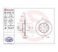 Disco Freno Brembo 09.3102.10 Prime Line per Honda Assale Anteriore