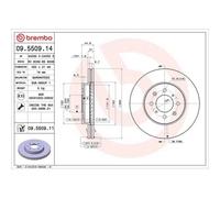 Disco Freno Brembo 09.5509.11 Prime Line - Uv Coated per Honda MG Rover Lotus