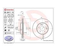 Disco Freno Brembo 09.8411.11 Prime Line - Uv Coated per Mercedes Benz
