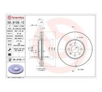 Disco Freno Brembo 09.9159.11 Prime Line - Uv Coated per Opel Vauxhall
