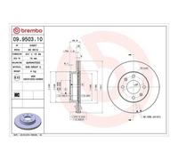 Disco Freno Brembo 09.9503.10 Prime Line per Hyundai Kia Naza Inokom