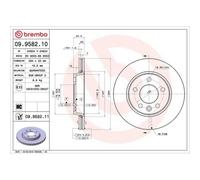 Disco Freno Brembo 09.9582.11 Prime Line - Uv Coated per VW Assale Posteriore