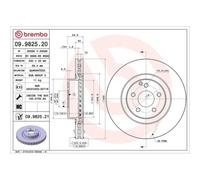 Disco Freno Brembo 09.9825.21 Prime Line - Uv Coated per Mercedes Benz