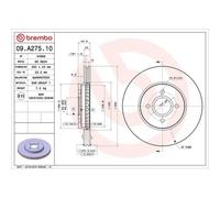 Disco Freno Brembo 09.A275.10 Prime Line per Ford Assale Anteriore