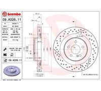 Disco freno BREMBO 09A32611 posteriore, ventilato, geschlitzt, altamente carbonizzato, 1 pezzo
