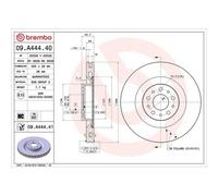 Disco Freno Brembo 09.A444.41 Prime Line - Uv Coated per Fiat Opel Vauxhall