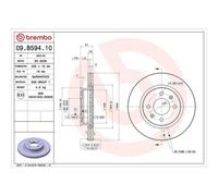 Disco Freno Brembo 09.B594.10 Prime Line per Hyundai Assale Anteriore