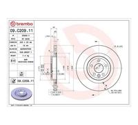 Brembo Disco freno 09.C209.11 - Verniciatura UV - Posteriore Set 2 - per Jaguar Land Rover