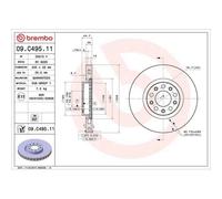Disco Freno Brembo 09.C495.11 Prime Line - Uv Coated per Alfa Romeo