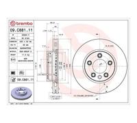 Disco Freno Brembo 09.C881.11 Prime Line - Uv Coated per Porsche VW
