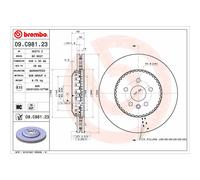 Disco freno BREMBO 09.C981.23 anteriore, ventilato, altamente carbonizzato, 1 Pezzo
