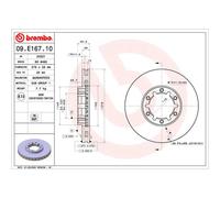 Disco freno BREMBO 09.E167.10 per CABSTAR (F24M, F24W) 2.5 2006-2012