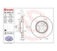 Disco freno BREMBO 09A42621 anteriore, ventilato, altamente carbonizzato, 1 Pezzo