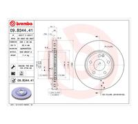 Disco freno BREMBO 09B34441 anteriore, ventilato, altamente carbonizzato, 1 Pezzo