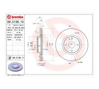 Brembo 09.C136.11 - Disco Freno con Verniciatura UV (Set di 2) - Anteriore