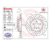 Disco freno BREMBO 09C39513 posteriore, ventilato, fessura, altamente carbonizzato, 1 Pezzo