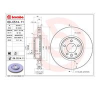 Disco freno BREMBO 09C51411 anteriore, ventilato, altamente carbonizzato, 1 Pezzo