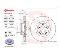 Disco freno BREMBO 09C54911 anteriore, ventilato, altamente carbonizzato, 1 Pezzo