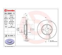 Disco freno BREMBO 09D06511 anteriore, ventilato, 1 pezzo