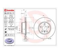 Disco freno BREMBO 09D11311 anteriore, ventilato, altamente carbonizzato, 1 Pezzo