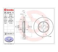 Disco freno BREMBO 09D21611 anteriore, ventilato, 1 pezzo