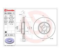 Disco freno BREMBO 09D25011 anteriore, ventilato, altamente carbonizzato, 1 Pezzo