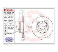 BREMBO 09.D338.21 Disco freno