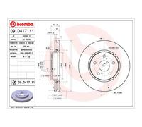 Disco freno BREMBO 09D41711 anteriore, ventilato, 1 Pezzo